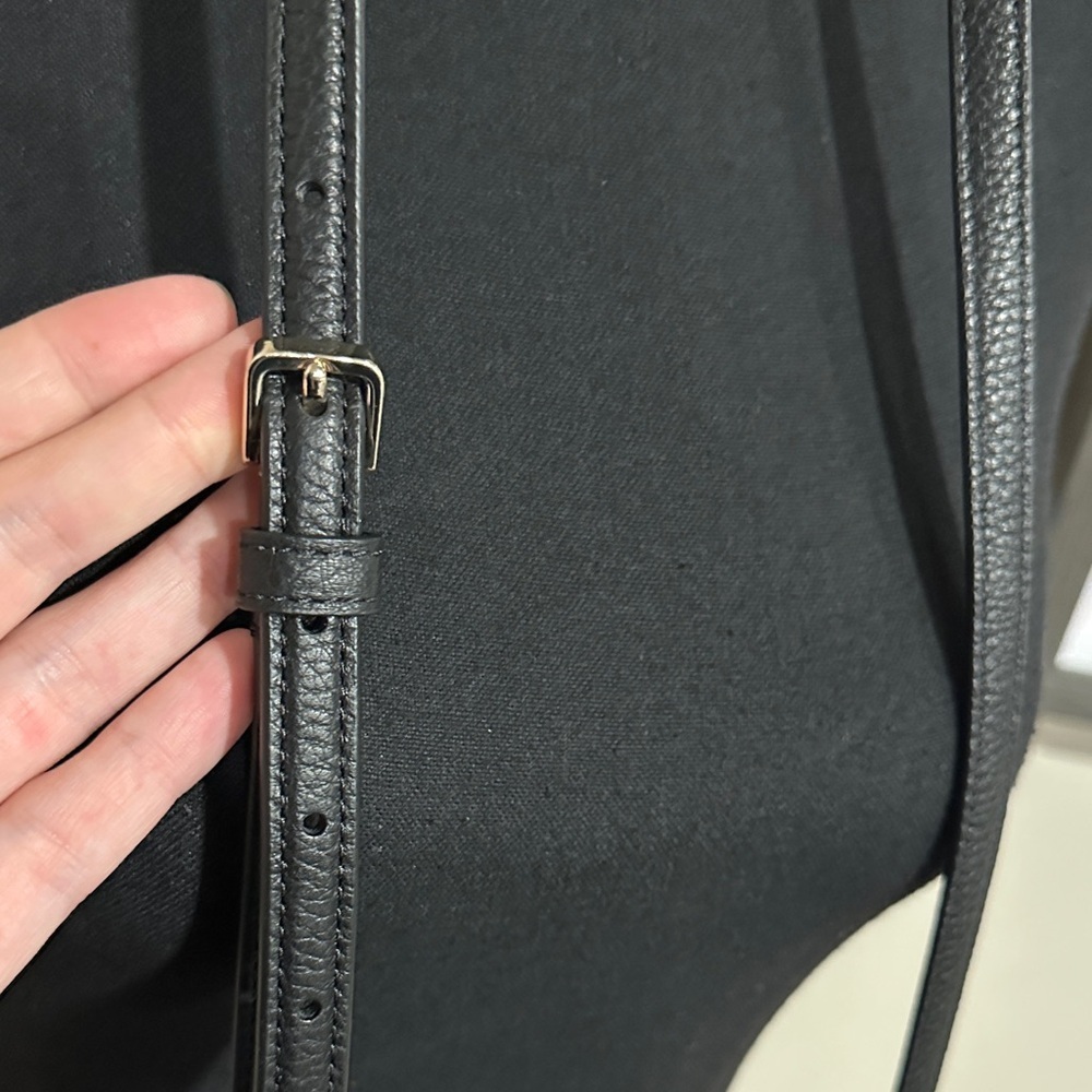 *KATE SPADE* Black Leather Lena Mini Tote Crossbody w/ Gold Logo - Picture 8 of 12